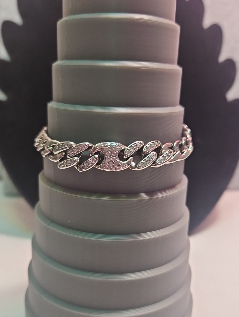 Silver Pavé Cuban Link Bracelet - Women Jewelry